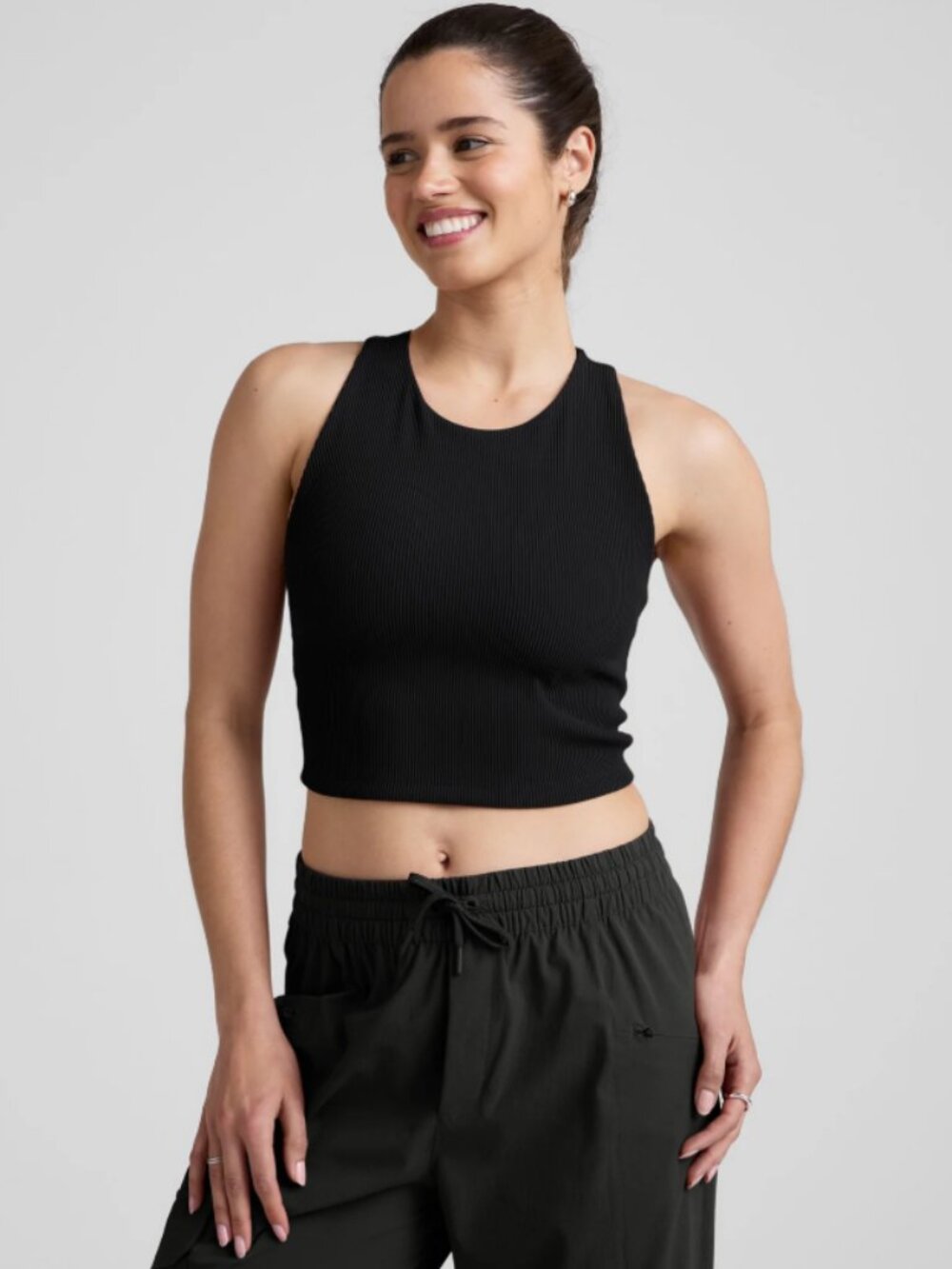 Beyond Yoga Refocus Ribbed Cropped Tank - Black Onyx / S
